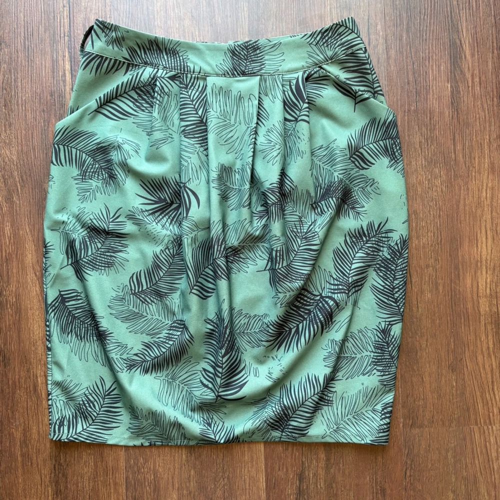 Vintage Style Boho Chic Darling London Boutique Tropical Palm Leaf Tulip Skirt S